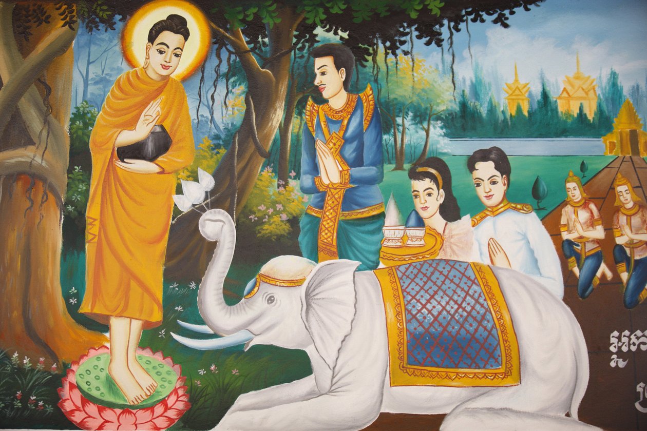 Life of the Buddha: En vill elefant temmet av Loving-Kindness, Siem Reap, Kambodsja av Unbekannt
