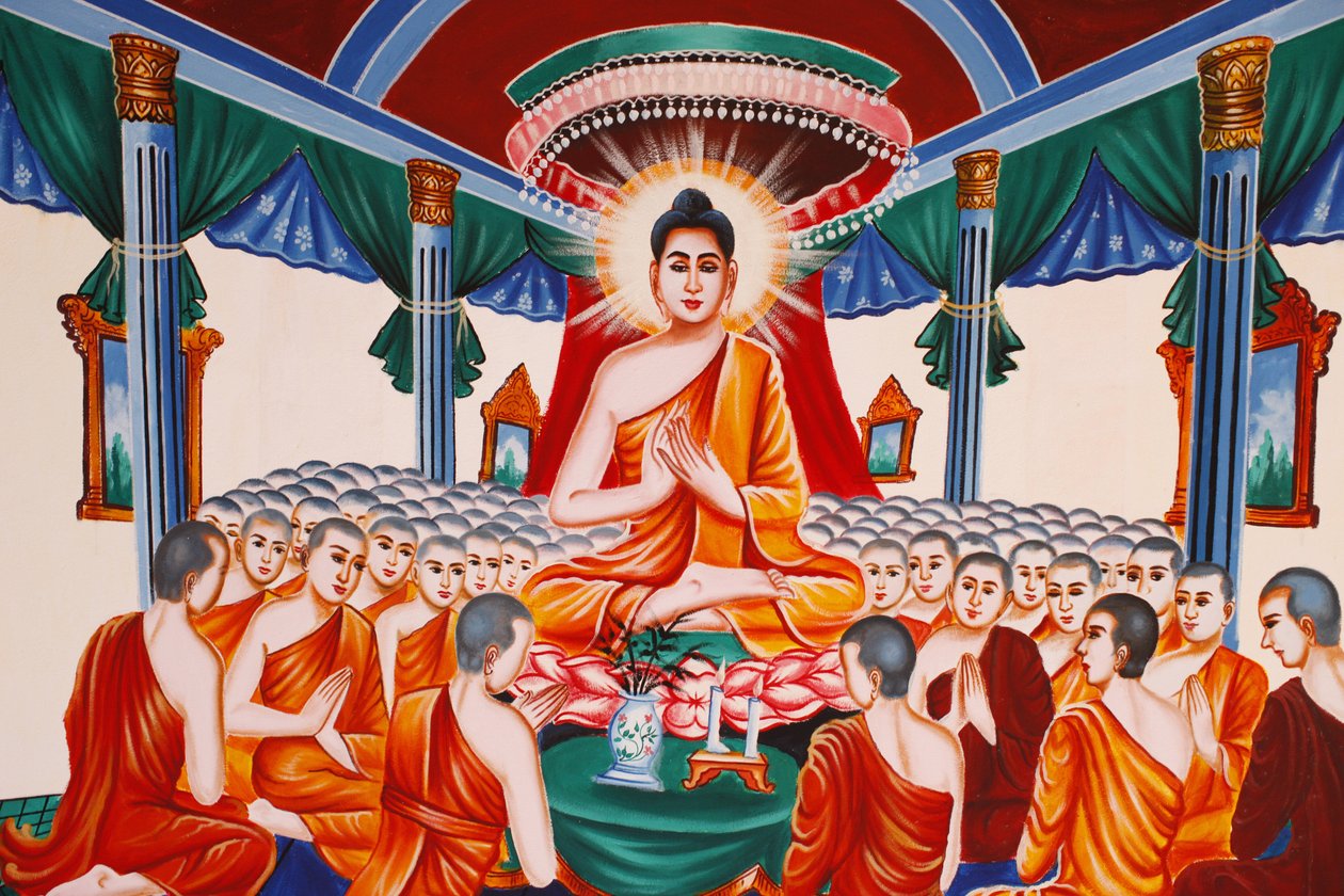 Life of the Buddha Instruerer forsamlingen arahantene, Siem Reap, Kambodsja av Unbekannt