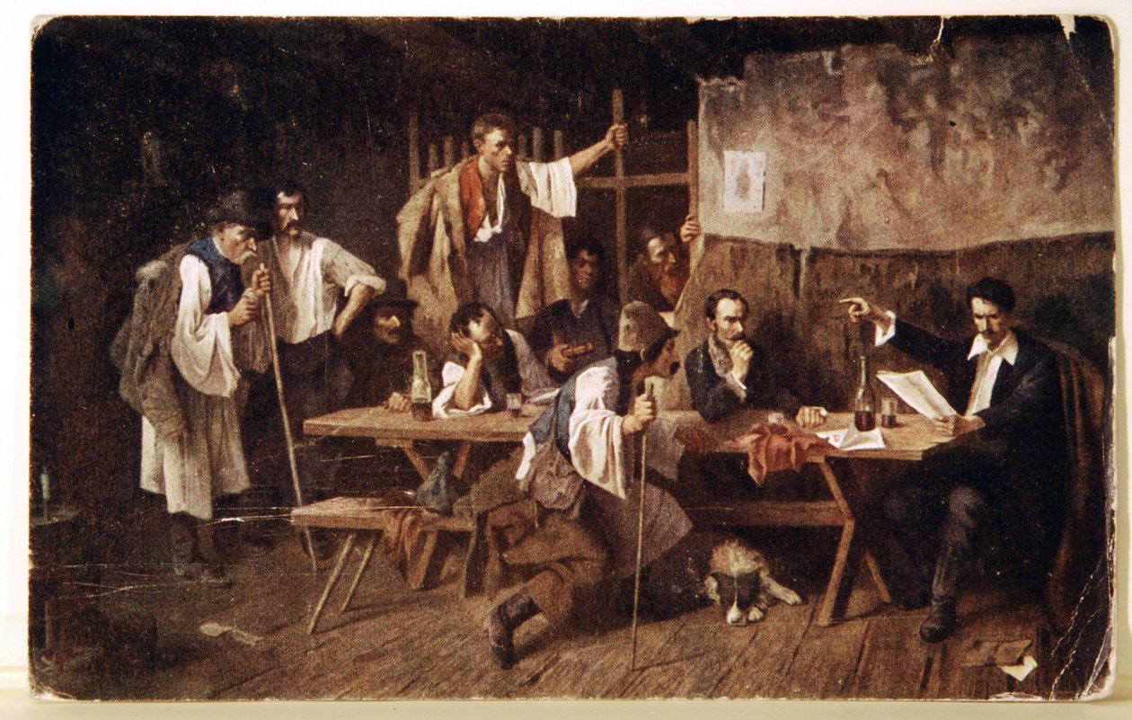 Litteratur. Den ungarske poeten Petofi, ca. 1848 Postkort, Ungarn, ca. 1900 (postkort) av Unbekannter Künstler