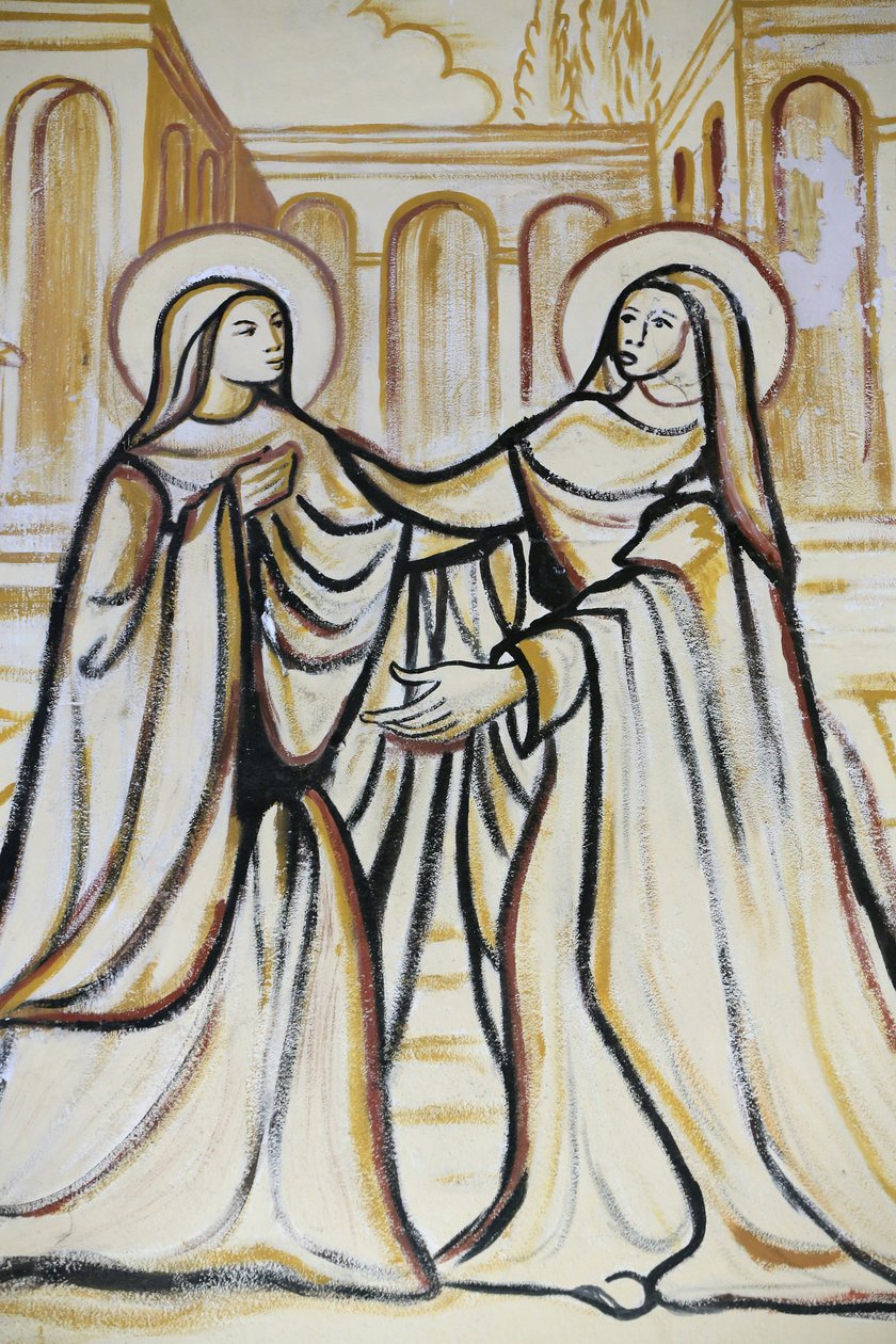 Lome Sacred Heart Cathedral. The Visitation (besøket av Maria med Elizabeth som nedtegnet i Lukasevangeliet). Lome. Å gå av Unbekannt