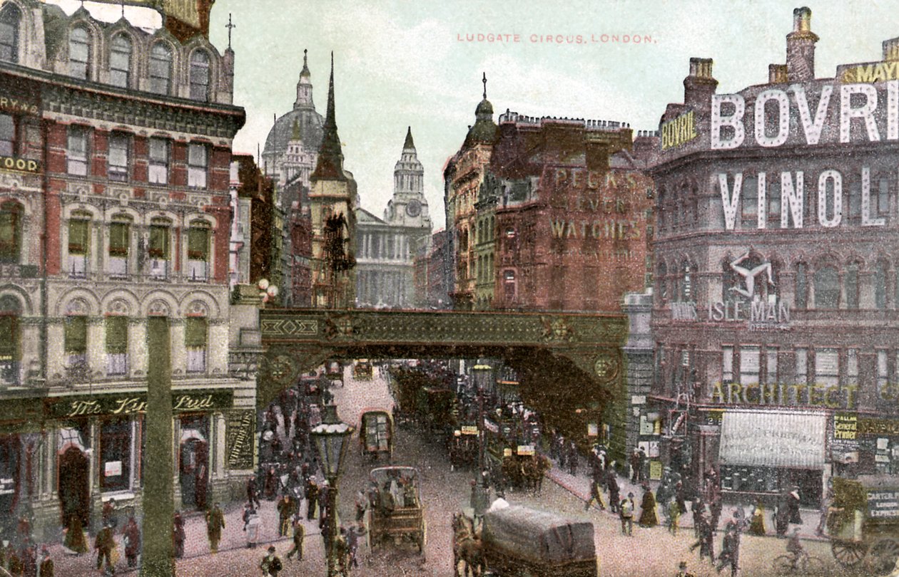 London - Ludgate Hill i City of London, tidlig på 1900-tallet (postkort) av Unbekannter Künstler