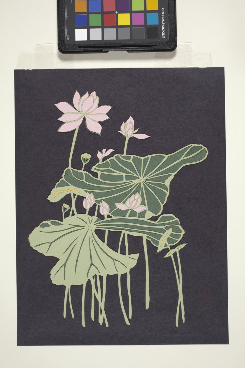 Lotus (flerfarget kuttet papir) av Unbekannter Künstler