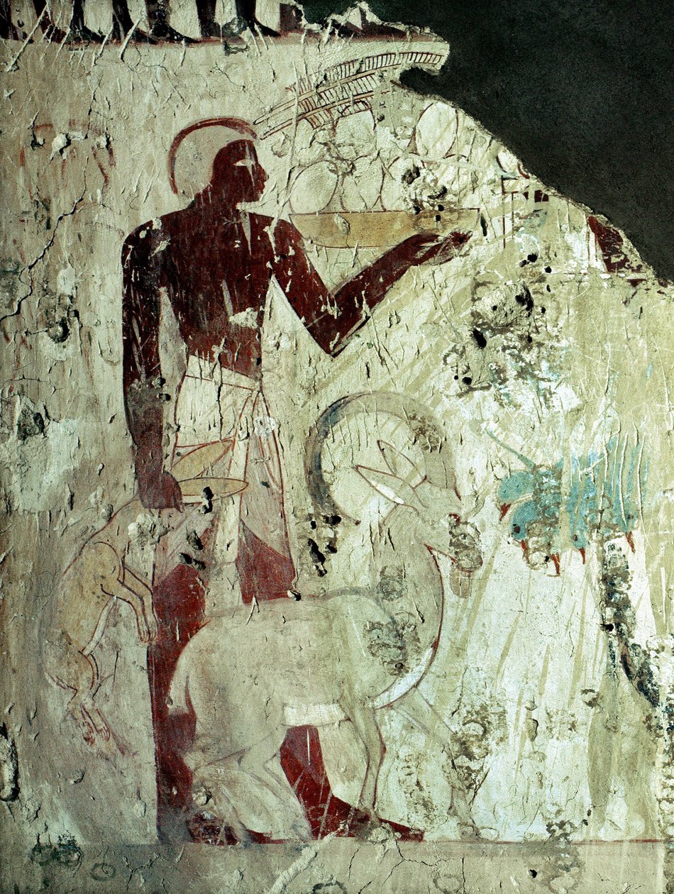 Luxor Theben: nekropolis av adelsmenn, bærer av offer (18. dynasti). av Leopold Blonder