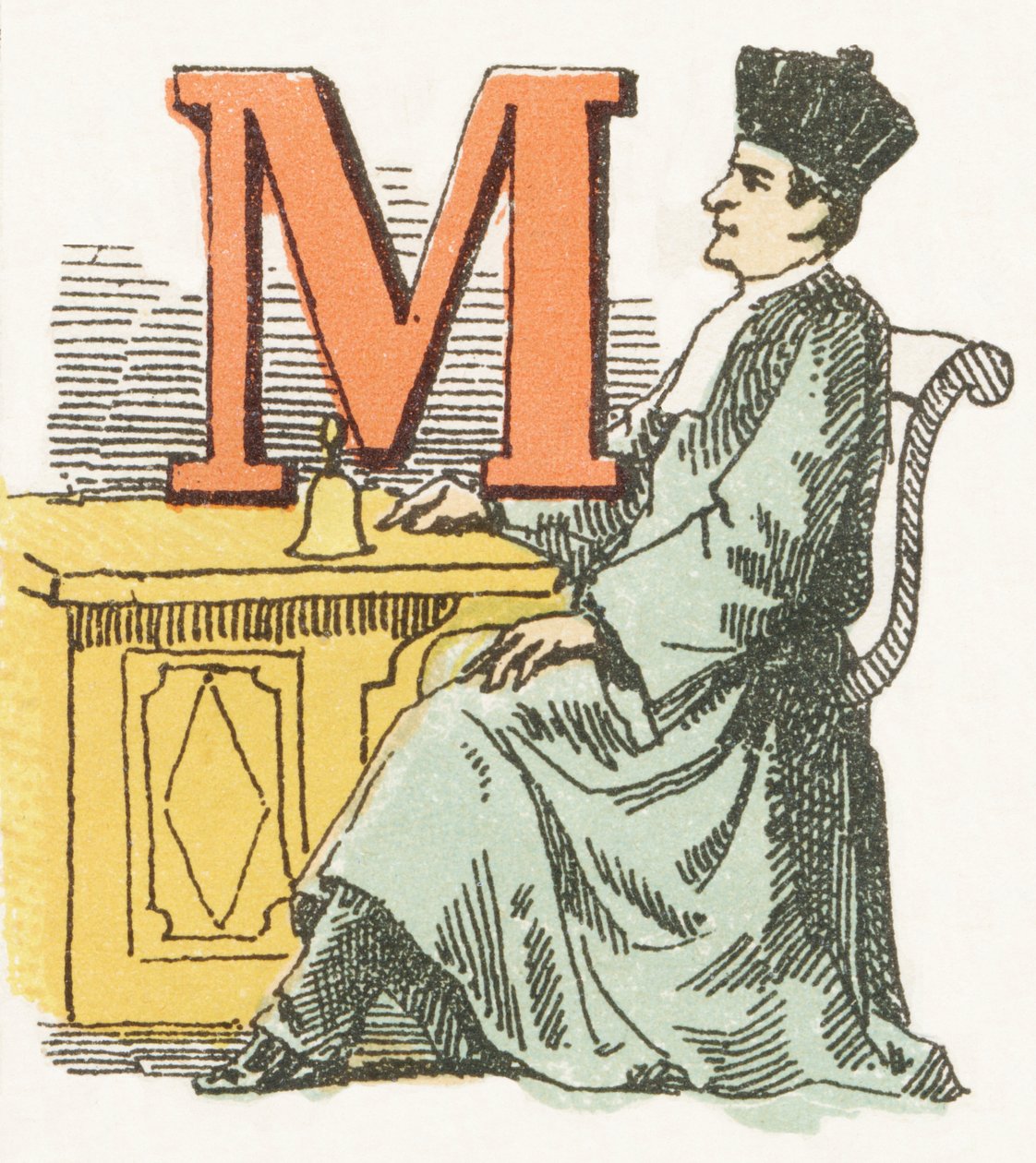 M - Magistrat - Childish Alphabet, Editions Gordinne 1920 (gravering) av Unbekannt