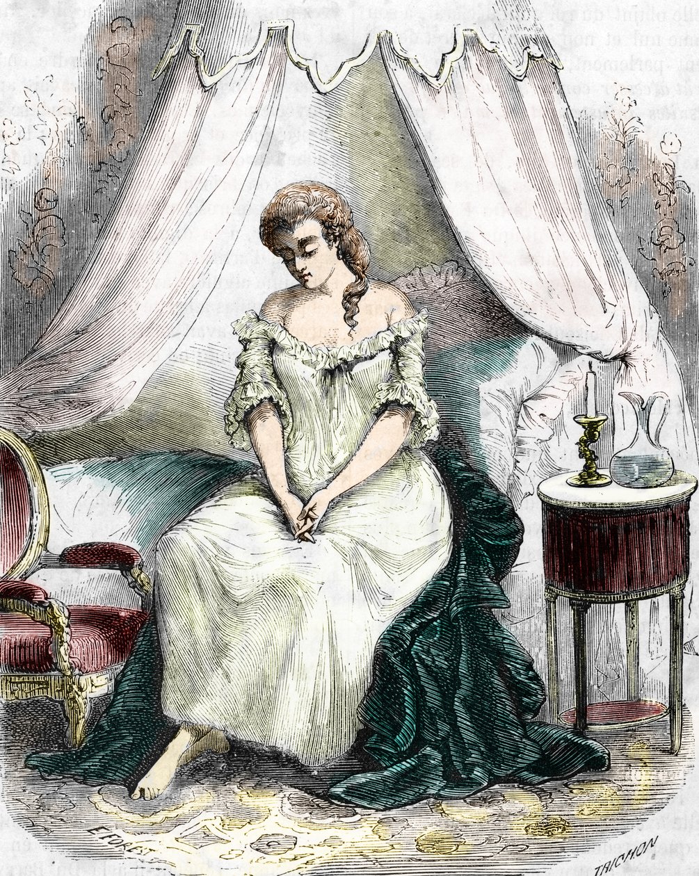 Madame du Barry innelåst i klosteret Pont-aux-Dames i 1774. 1800-tallet (gravering) av Alec Hunter