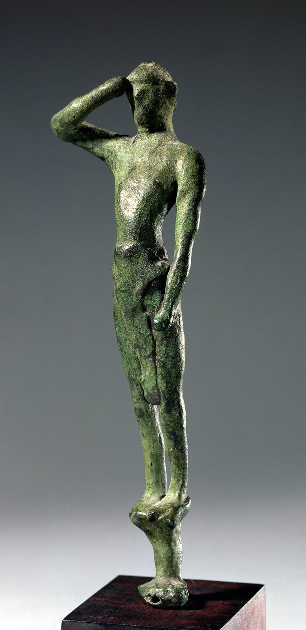 Mann ved bønn, arkaisk gresk bronseskulptur noen i grotten i Psychso, Kreta, sen minoisk periode, ca. 1500 f.Kr. av Unbekannt