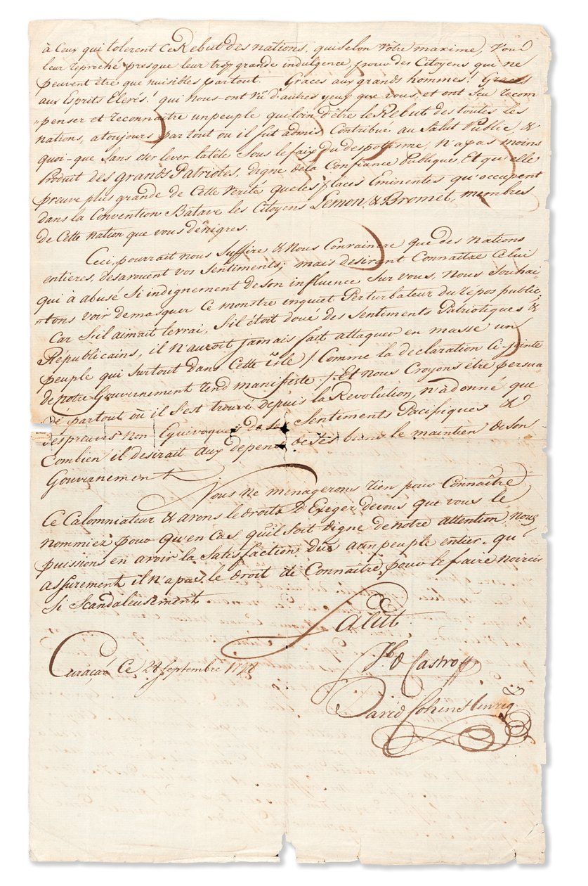 Manuskriptbrev signert 
