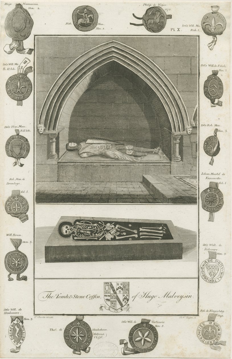 Mavesyn Ridware - Tomb of Hugo Mavesyn: gravering, 1785 av Unbekannt