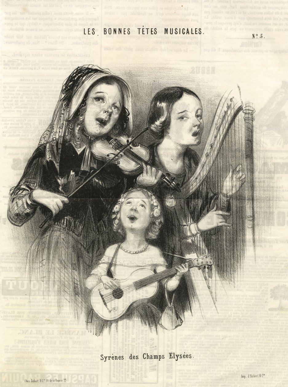 Mermaids of the Champs Elysees (Charivari), Paris 1846 (gravering) av Unbekannter Künstler