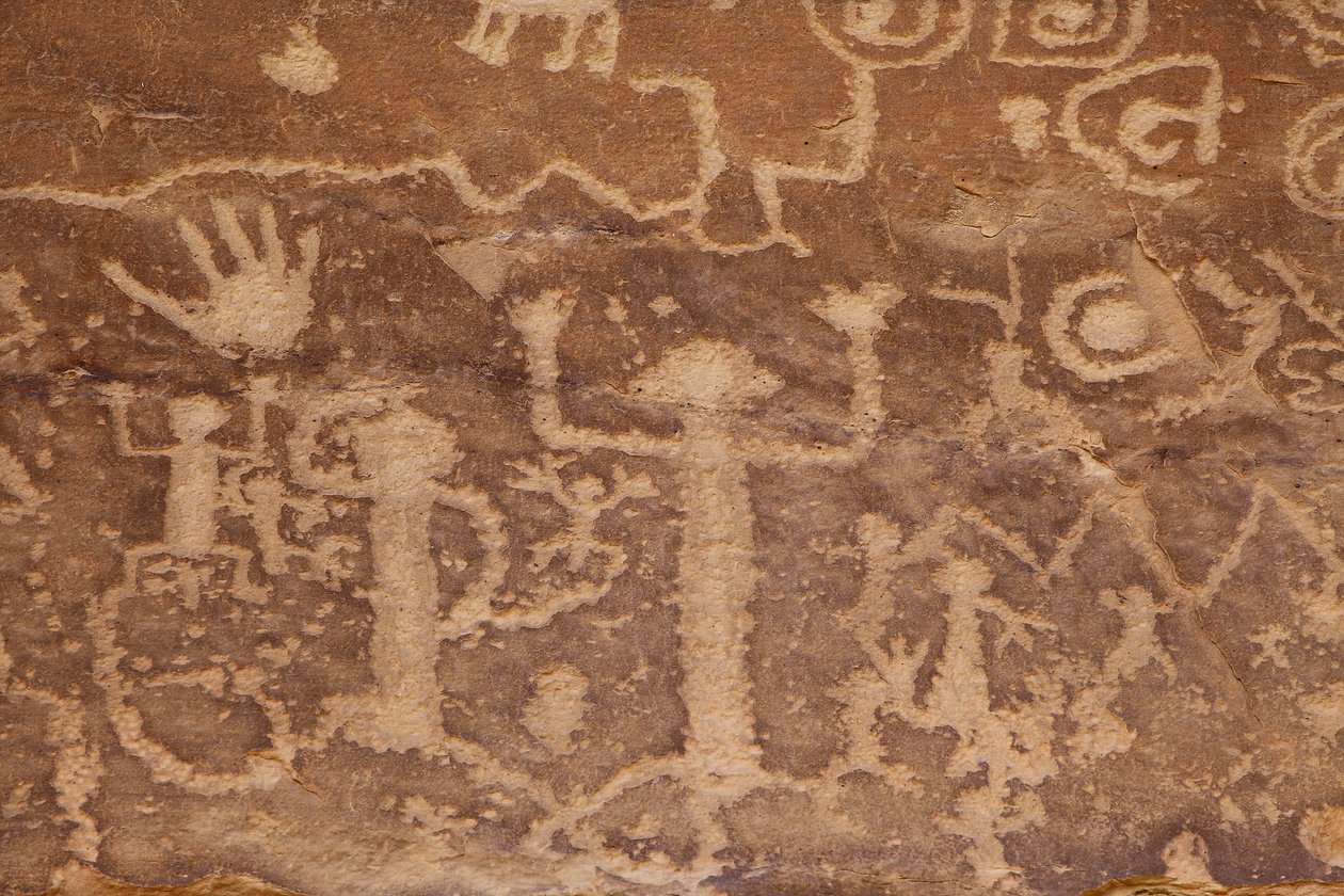 Mesa Verde, amerikanske Petroglyphs Anasazi eller Pueblo forfedre av William M. Timlin