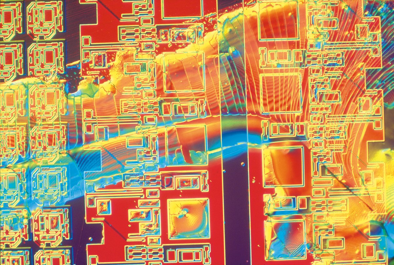 Mikrofotografier (Lys) Silisiumwafer med kolloidal silikaflekk, lysmikrofotografi av Unbekannter Künstler