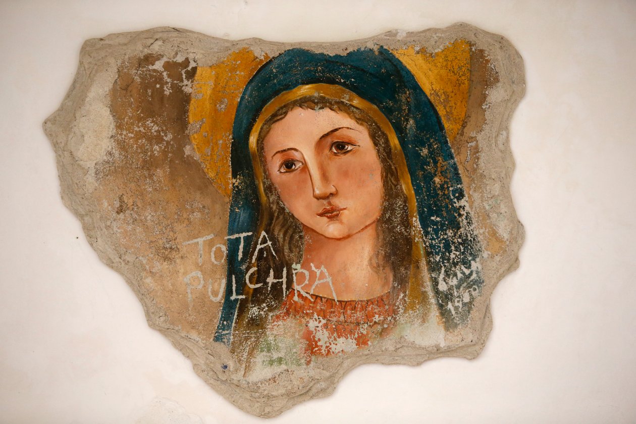 Montevergine helligdom, Palmariggi, Italia, "All beautiful" Virgin Mary fresco (bilde) av Unbekannt