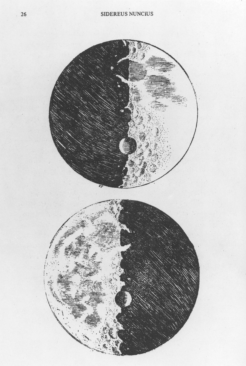 Månetegning av Galileo, ca 1610 av Unbekannt