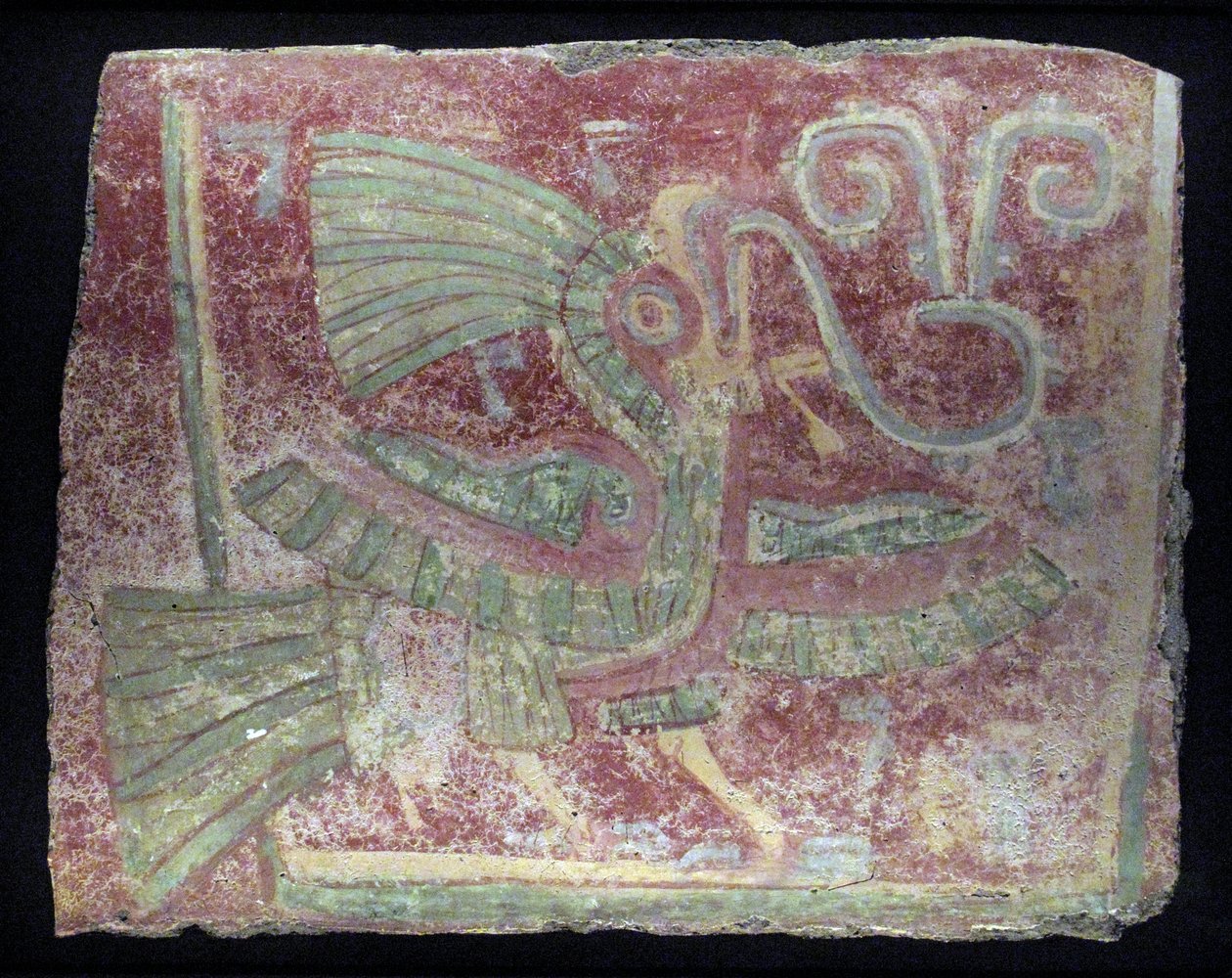 Veggmaleri fra en quetzal med syngende virgula, tidlig klassisk periode, 200–600 e.Kr. av Unbekannt
