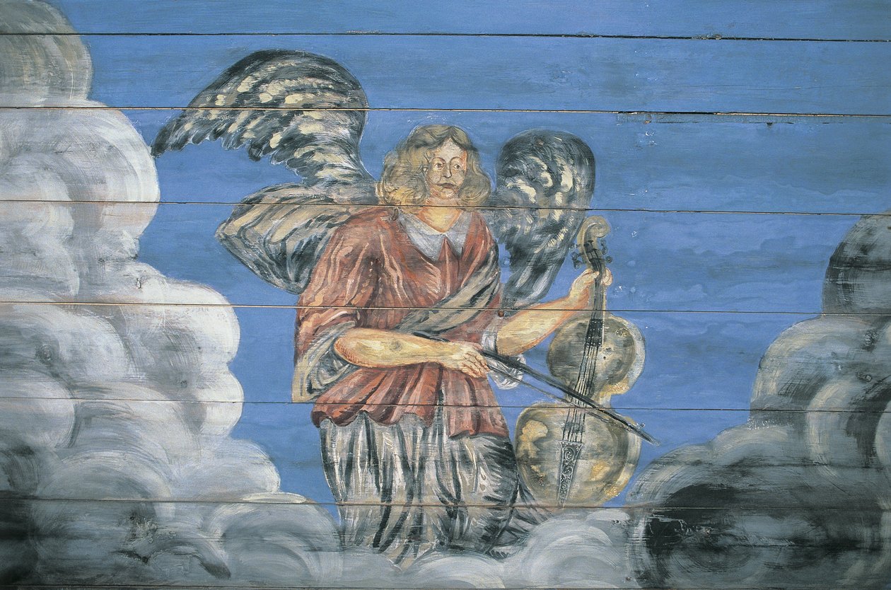 Veggmaleri malt på en trevegg, Etnografisk friluftsmuseum, Riga, Latvia av Benjamin Baud