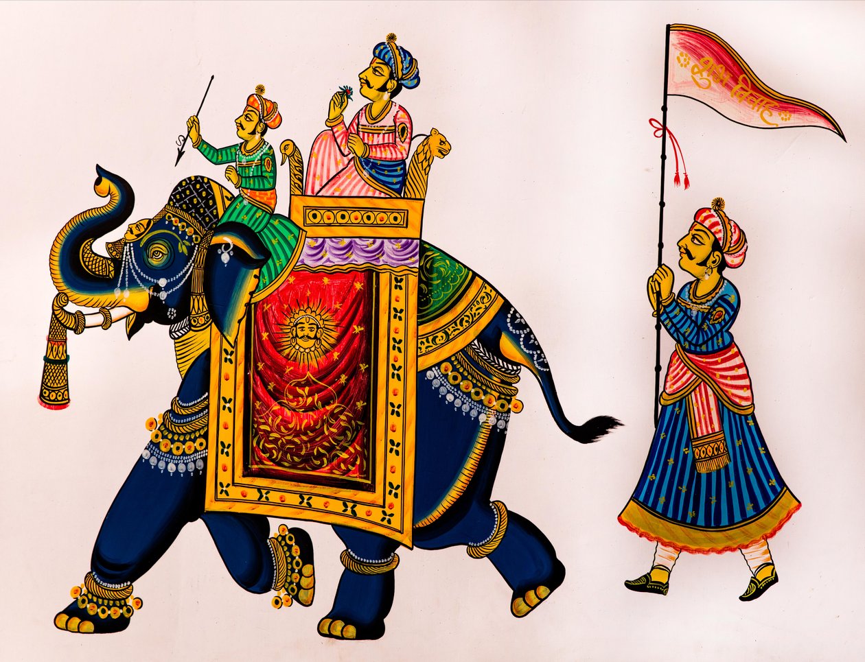 Veggmaleri i gamlebyen, Udaipur, Udaipur, Rajasthan, India, Asia (bilde) av Unbekannter Künstler
