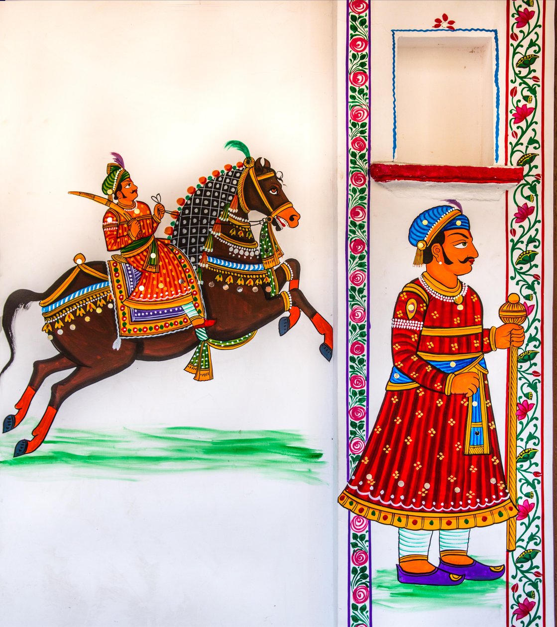 Veggmaleri i gamlebyen, Udaipur, Udaipur, Rajasthan, India, Asia (bilde) av Unbekannter Künstler