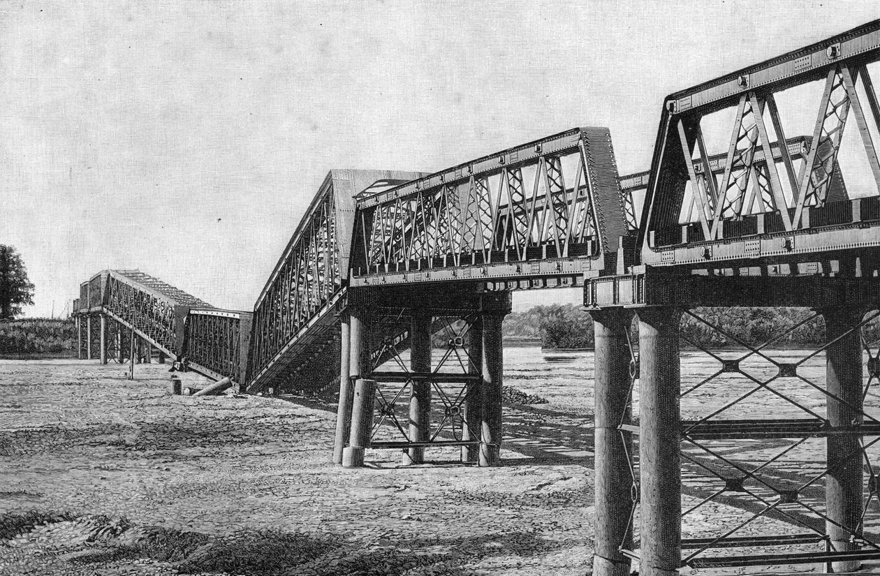 Nagaragawa Railway Bridge etter jordskjelvet i Japan 23. oktober av Unbekannt