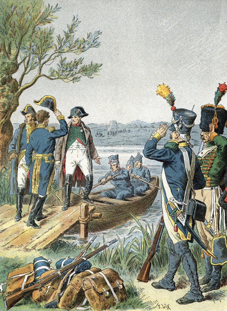 Napoleon I på Lobau-øya med André Massena (1809) av Unbekannter Künstler