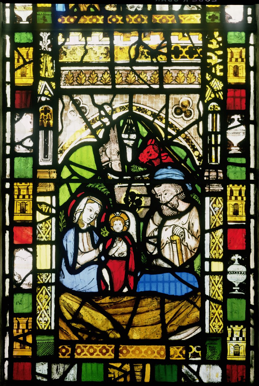 Fødsel, engelsk, tidlig 1300-tall (farget glass) (detalj av 120306) av Unbekannt