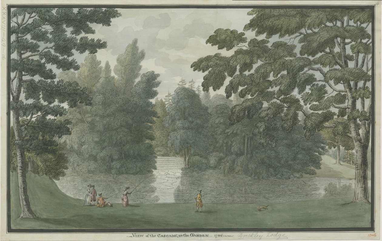 Needwood - Brickley Lodge: vannfargemaleri, 1786 av Unbekannt