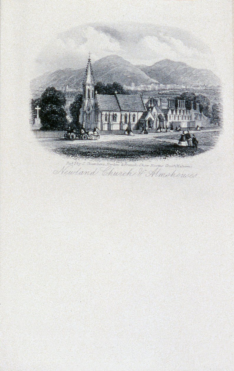 Newland Church and Almshouses, Worcestershire (gravering) av Unbekannt