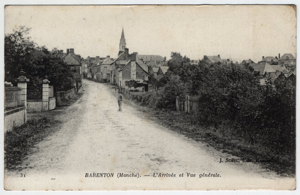 Normandie, Manche (50): utsikt over byen Barenton - Postkort datert 1910 av Unbekannt