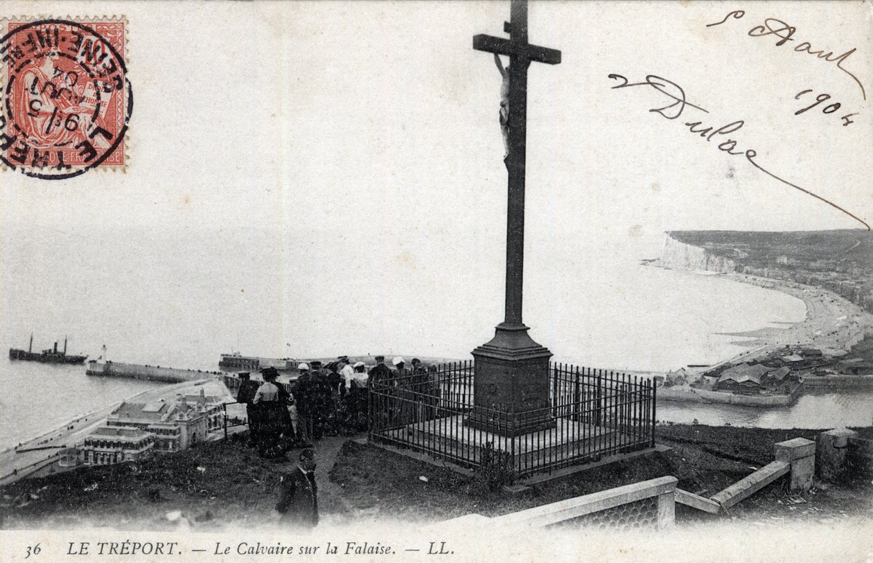 Normandie, Seine Maritime (76), Treport: Golgata på klippen - Postkort datert 1904 av Unbekannt