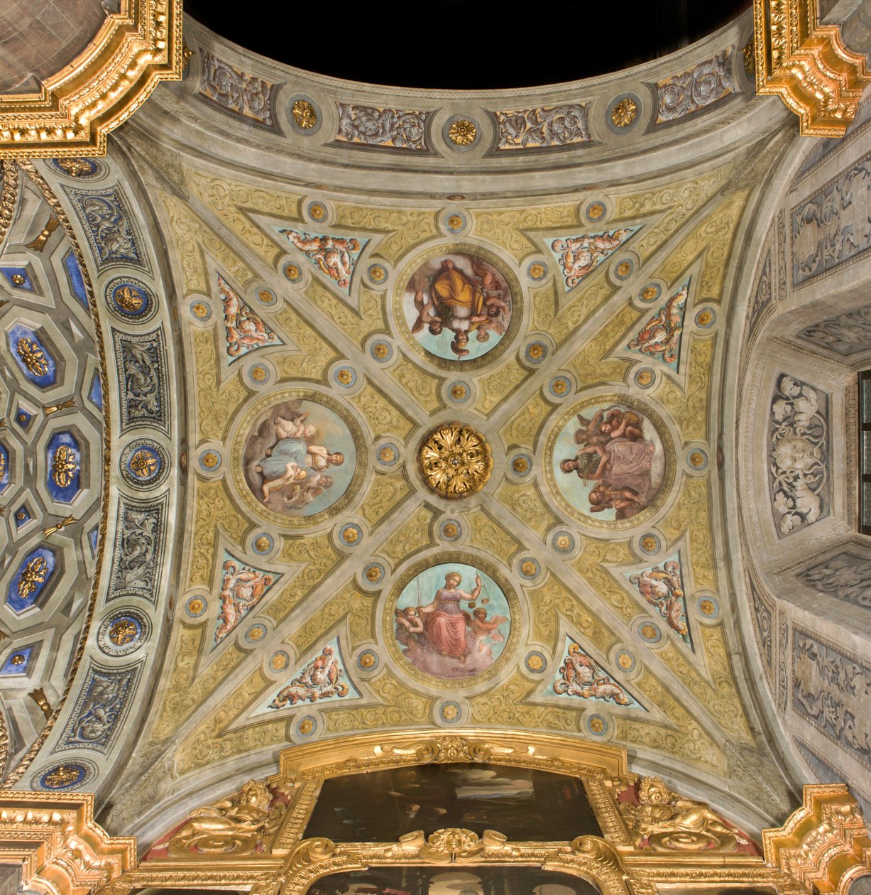 Nord transept første vestspenn, Vault et cruise, katedralen Santa Maria Assunta, Duomo, Cremona, Lombardia, Italia (bilde) av Unbekannt