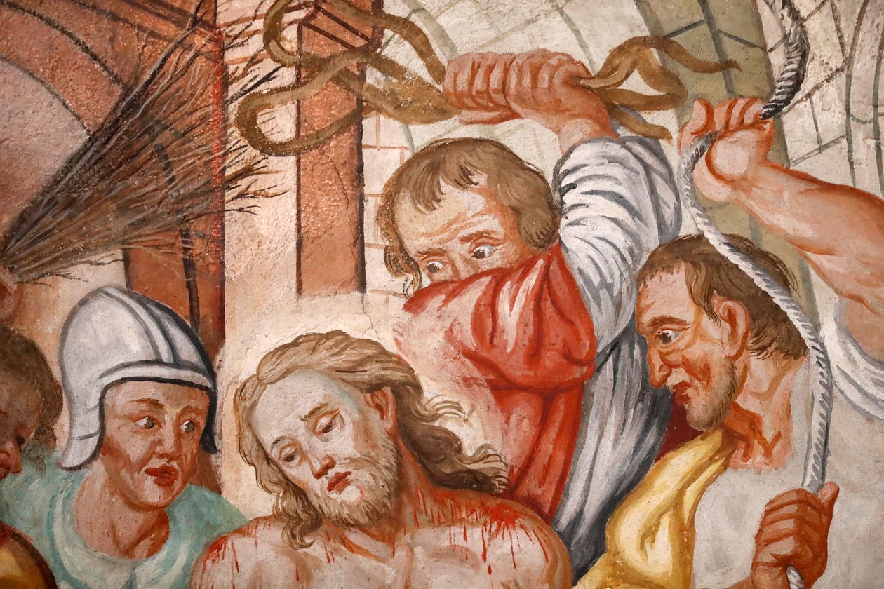 Our Lady of the Assumption of Cordon kirke. Fresco. Kristi flagellasjon. Frankrike. Frankrike. av Unbekannter Künstler