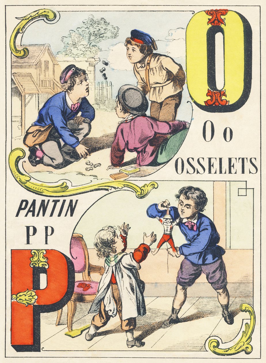 O P: ossicles, puppet - Games Alphabet, ca. 1890 (illustrasjon) av Unbekannt