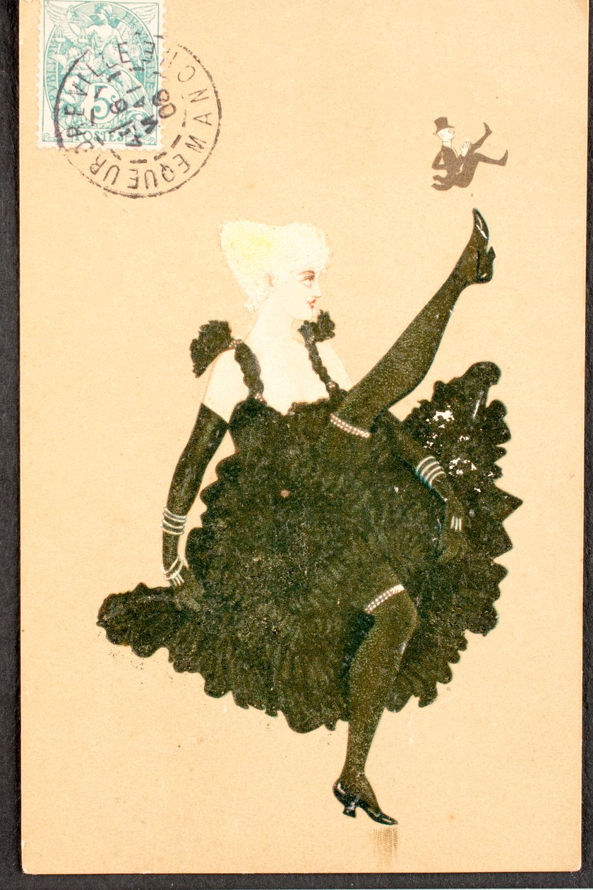 Gammelt postkort/fransk Cancan/Woman of the Belle Epoque av William M. Timlin
