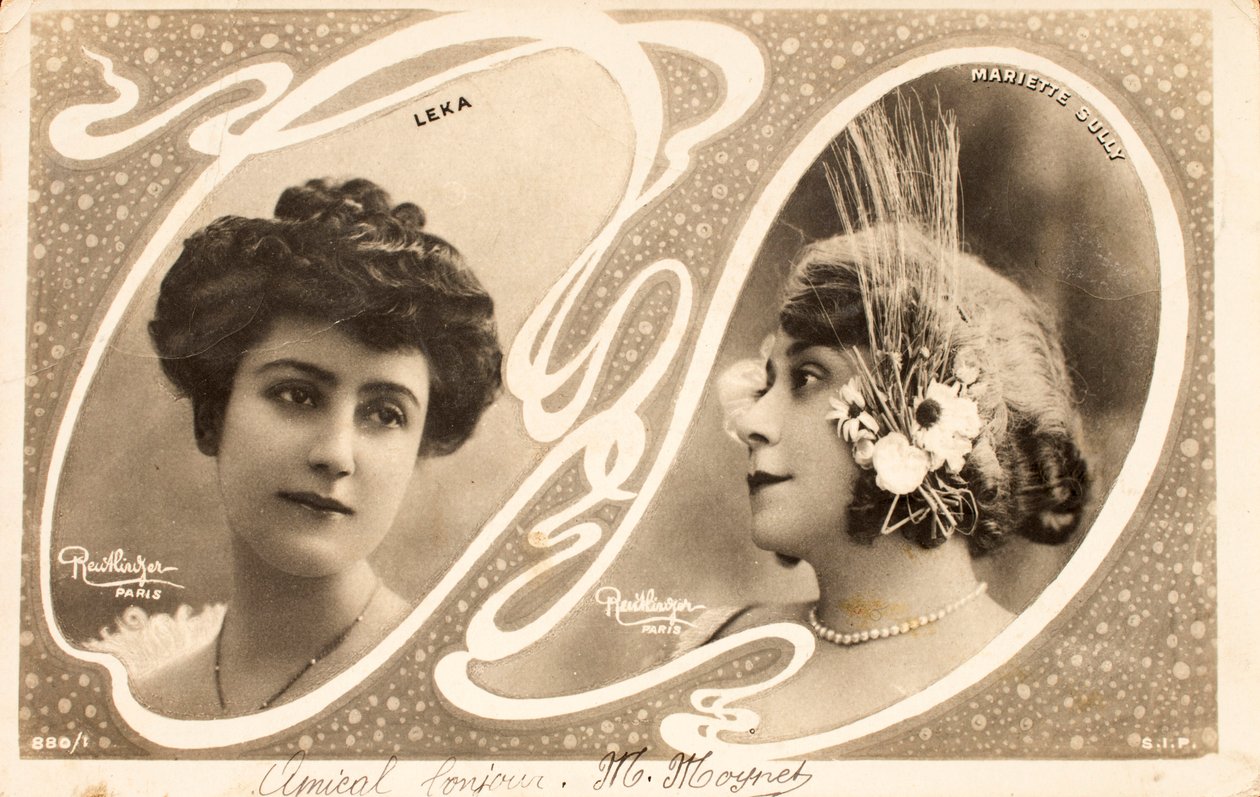 Gammelt postkort/Leka/Mariette Sully (1874-1940)/Skuespiller av William M. Timlin