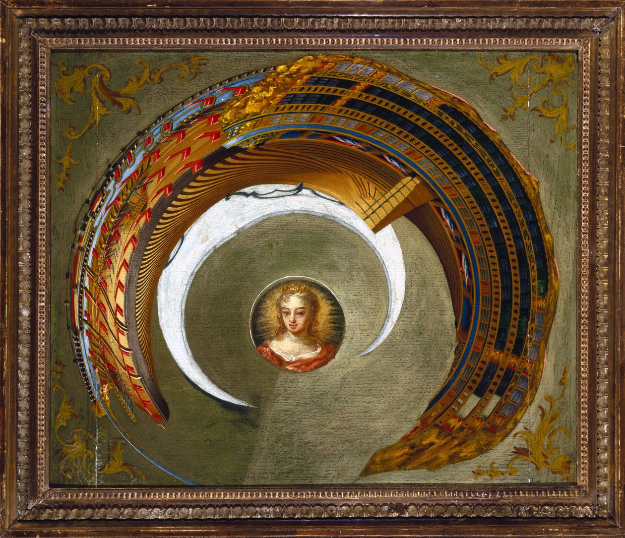 Optiske illusjoner Anamorfisk maleri av et skip, ca 1744-1774 av Unbekannt