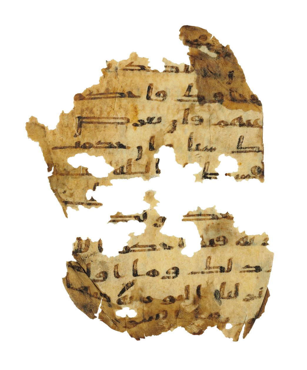 Side fra en uinnspilt Koran-palimpsest kopiert på en tidligere koptisk bibel, sannsynligvis Egypt, ca. 800-tallet (blekk på vellum) av Unbekannt