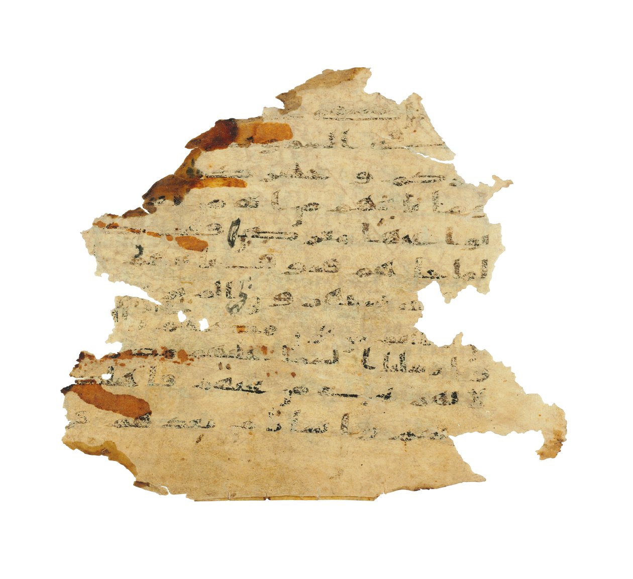 Side fra en uinnspilt Koran-palimpsest kopiert på en tidligere koptisk bibel, sannsynligvis Egypt, ca. 800-tallet (blekk på vellum) av Unbekannt