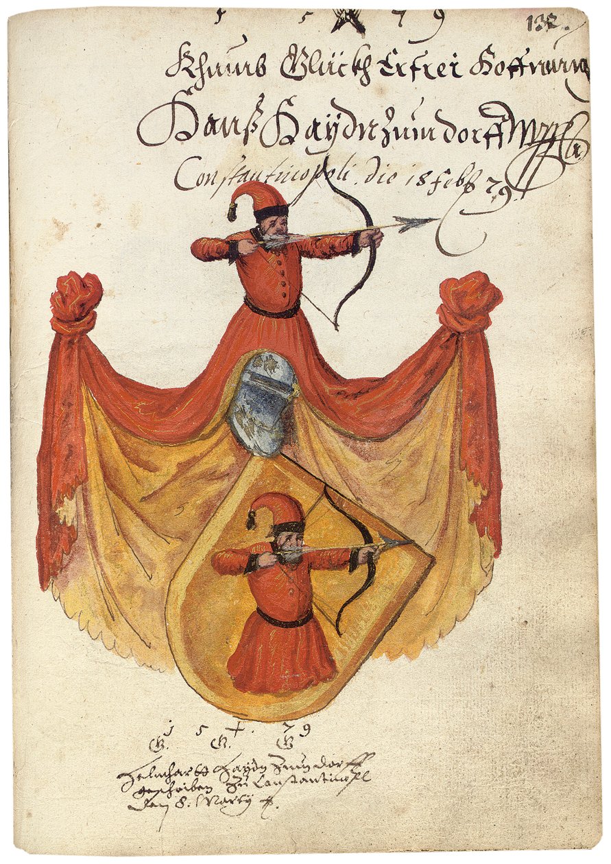 Side fra albumet Amicorum av Salomon Schweigger von Sulz, 1576-1608 av Unbekannt
