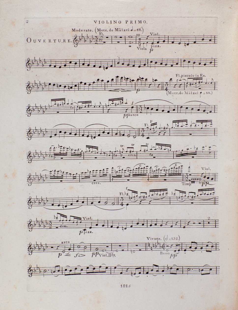 Side med partitur for den første fiolinen til operaen Jessonda av Louis Spohr av Unbekannter Künstler