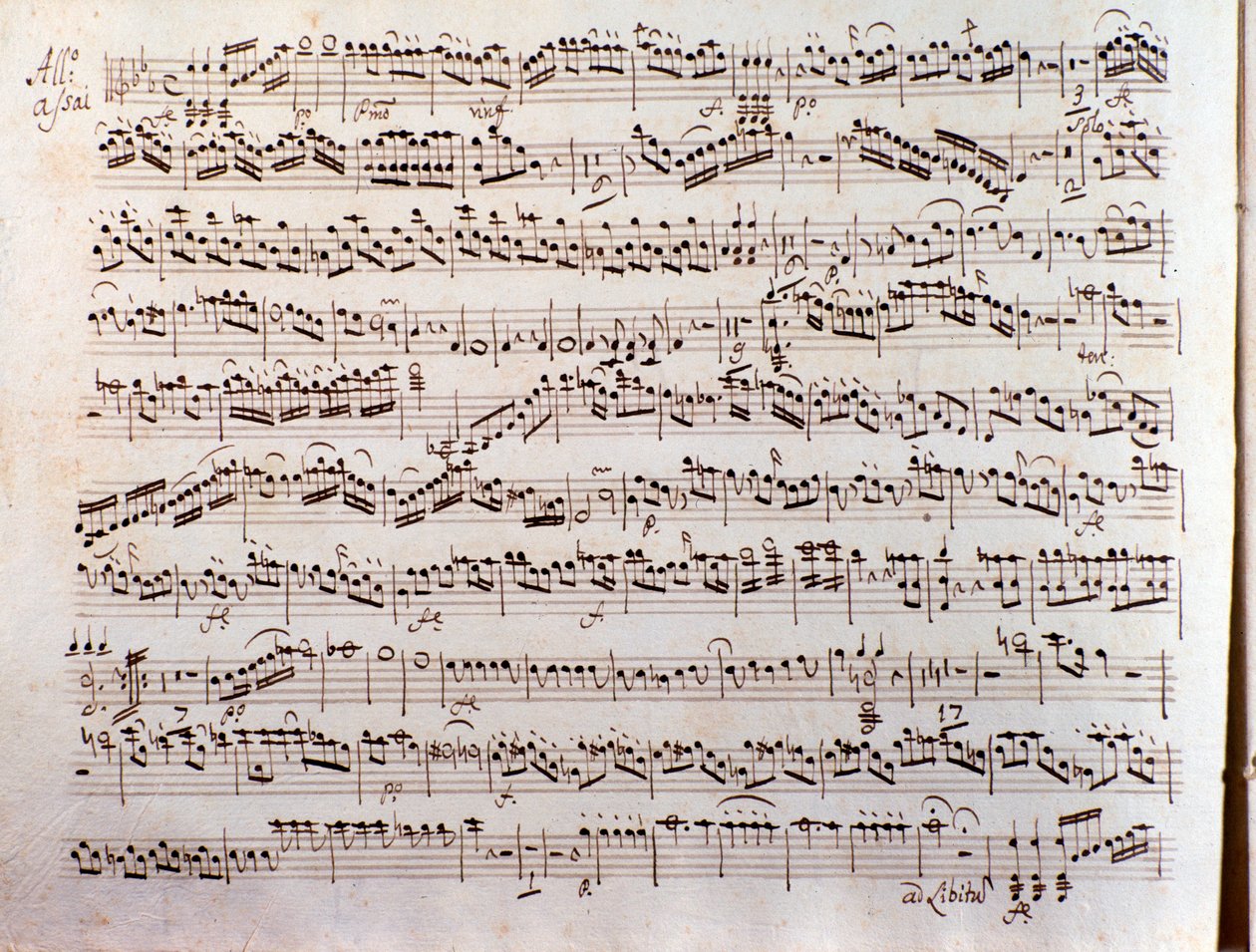 Side med partitur av en Sinfonia concertante av Pleyel av Unbekannter Künstler