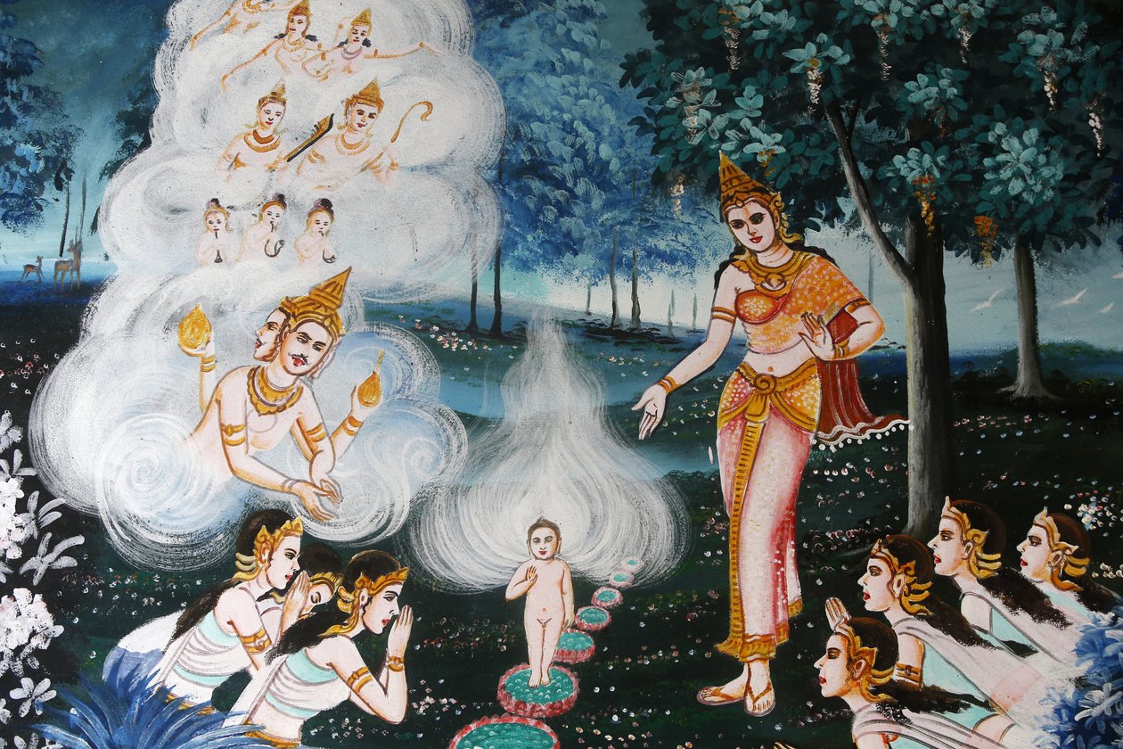 Maleri i Wat Dab Phai, Chiang Mai. Thailand. Baby Buddha av Unbekannt