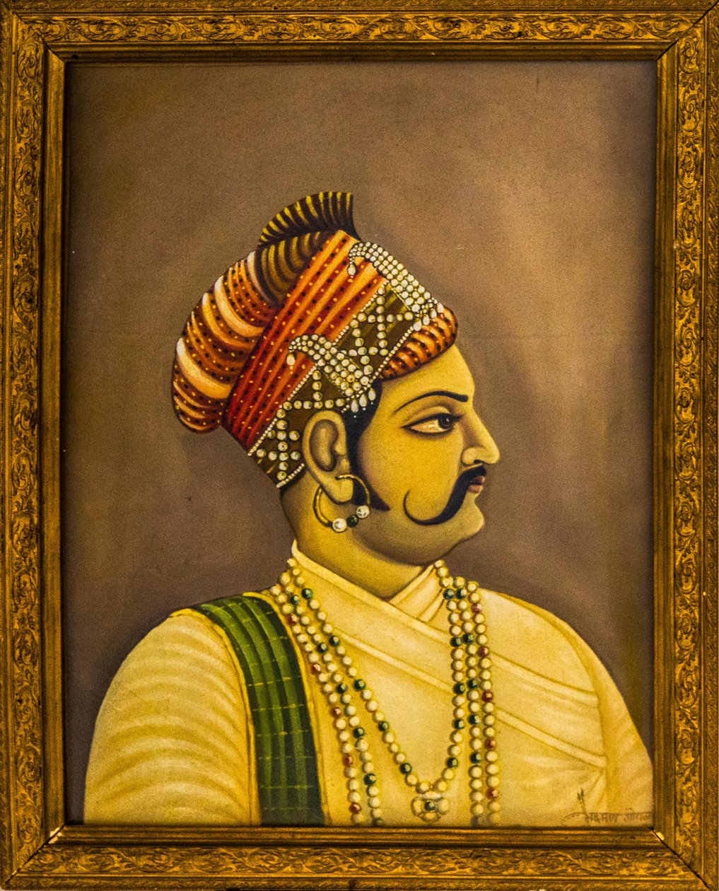 Malerier av Maharajas i City Palace, Jaisalmer, en eksotisk by i Thar-ørkenen, Jaisalmer, Rajasthan, India, Asia (bilde) av Unbekannter Künstler