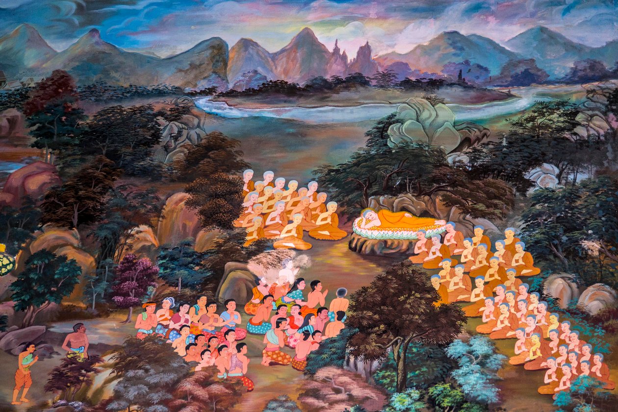 Malerier av Buddha i Thailand, Wat Bang Riang, Thub Pat/ Malerier, Wat Bang Riang, Thub Pat, Phang Nga, Thailand, Asia (bilde) av Unbekannter Künstler