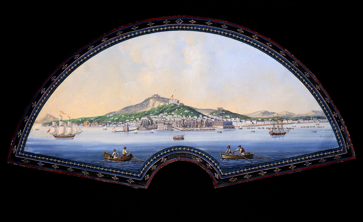 Papirviftemodell med et gouache-maleri som representerer destinasjonene til Grand Tour, vanligvis en praktisk reise av kunstnere og intellektuelle fra 1700- og 1800-tallet i middelhavslandene under deres ungdom for deres utdannelse og berikelse av Unbekannt