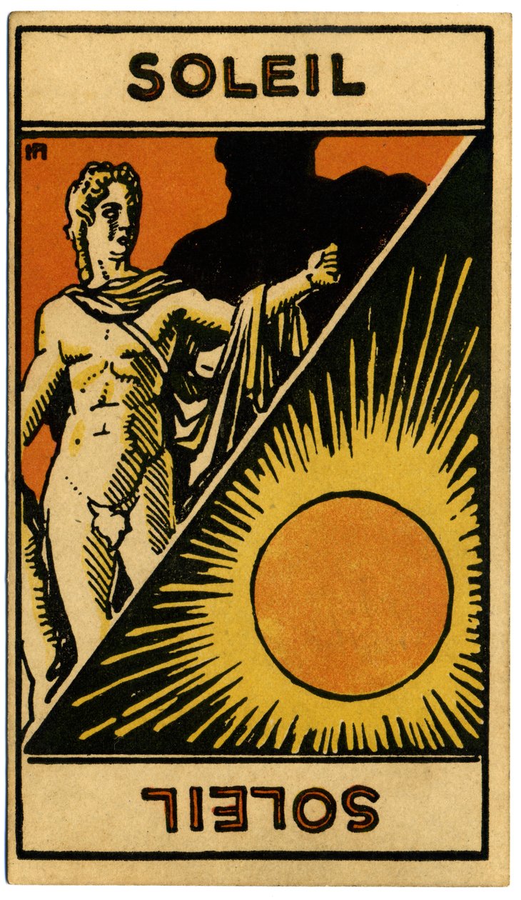 Paranormalt. Astrologi. Solen (stjernen). Astrologisk kort fra: Le Tarot Astrologique (Astrologisk Tarot), av Georges Muchery, Frankrike av Unbekannter Künstler