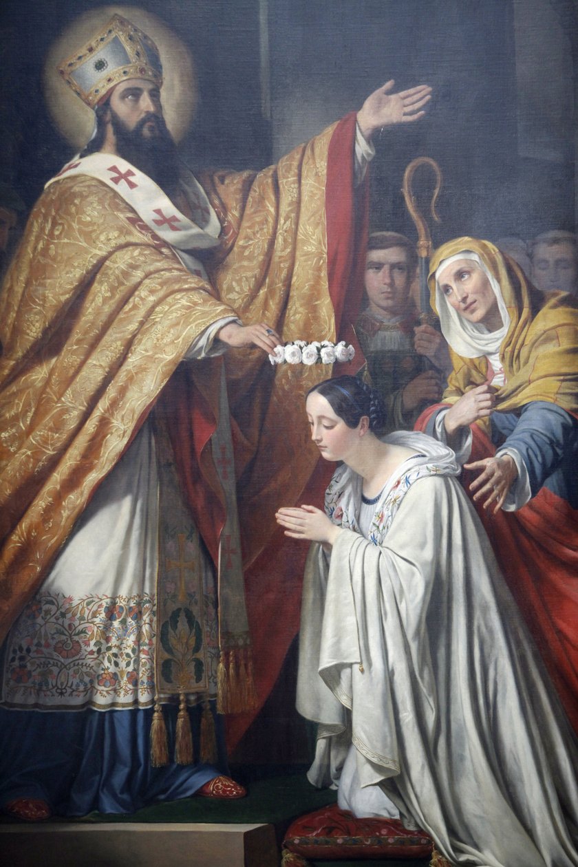 Paris, Frankrike Saint-Medard kirke Saint Medard som kroner en ung dydig jente av Louis Dupre (1837), Paris, Frankrike av Unbekannt