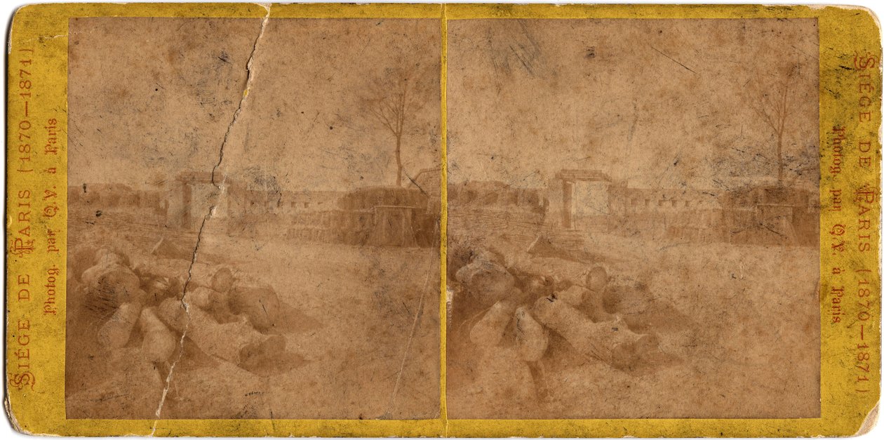Paris Siege (1871): utsikt over byen under beleiringen av byen av prøysserne mellom 20/09/1870 og 28/01/1871. Fotografi av Q.V.. Trykk på papp Dim. 17x6,9 cm av Unbekannt
