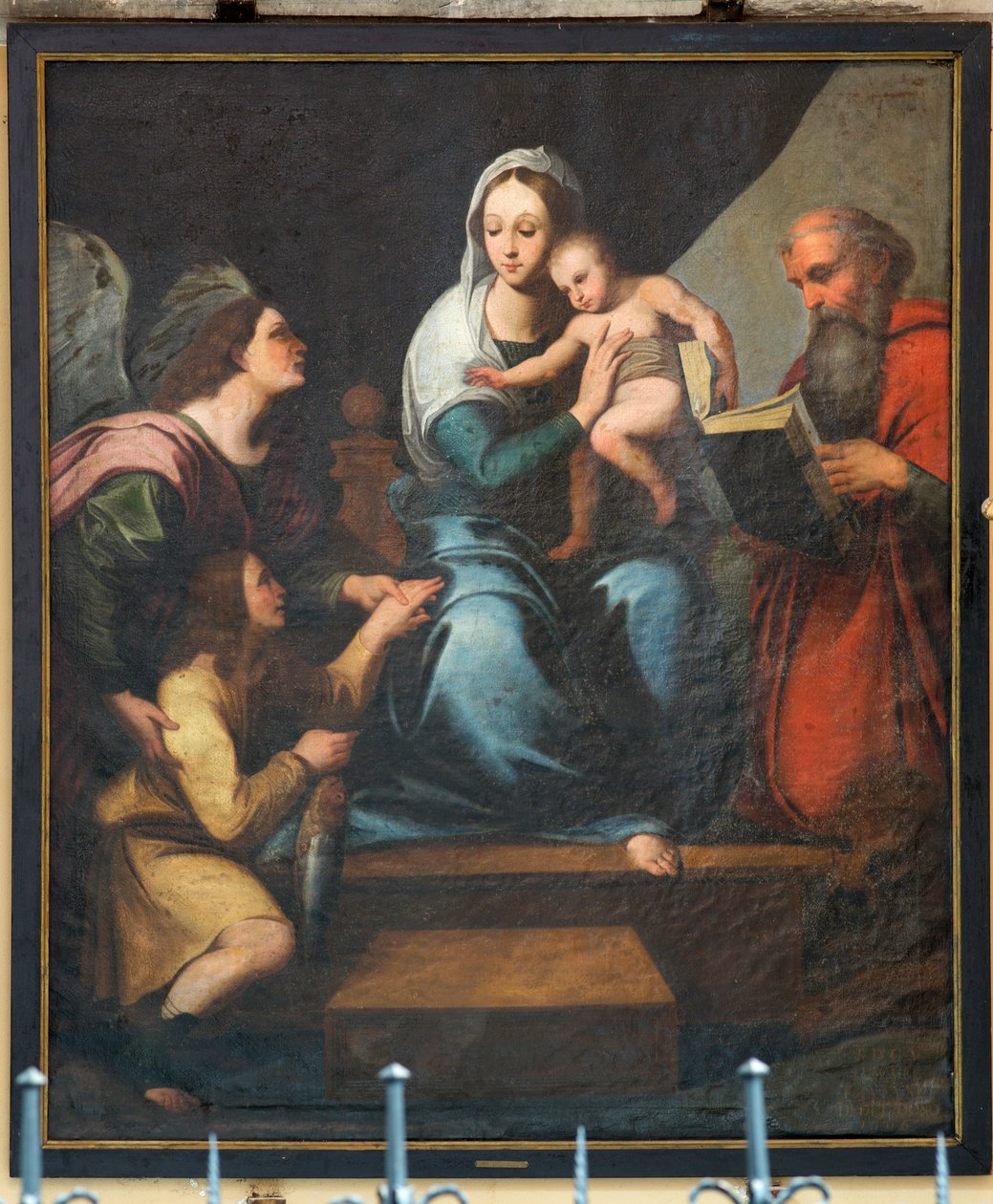 Sognekirke (Church of Our Lady of Pamele). Interiør. Maleri. Anonym. Madonna (Madonna med fisk, Tobias). Kopi av Rafael (?). av Unbekannter Künstler