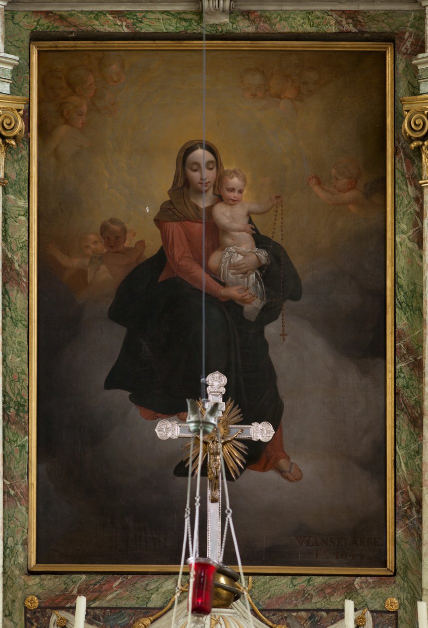 Sognekirke (Sint-Machutuskerk Wannegem). Interiør. Høyalteret. Maleri. Signert Van Lanselaere 1844. av Unbekannter Künstler