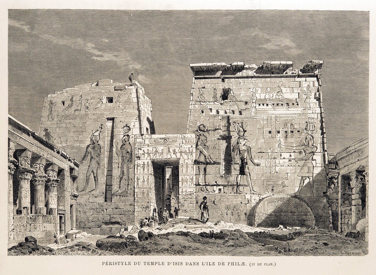 Peristyle av Temple of Isis på øya Philae, Egypt Illustrasjon fra Atlas of Egypt av Unbekannt