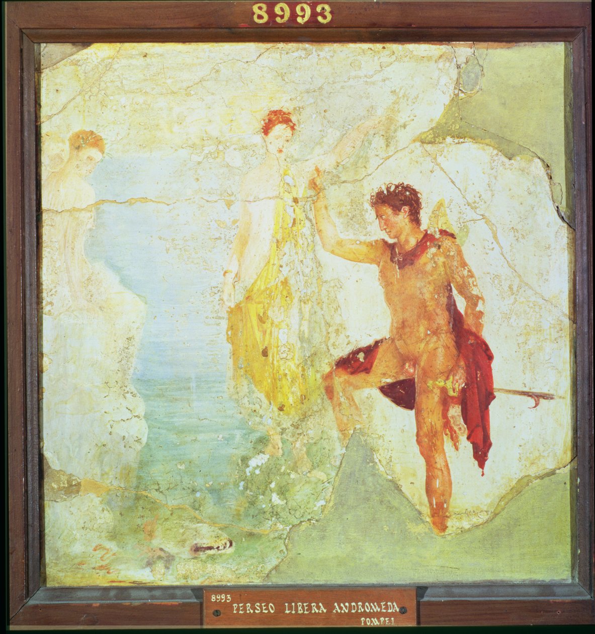 Perseus frigjør Andromeda, fra huset til de fem skjelettene, Pompeii, 4. dekorative stil, ca. 30 e.Kr. (fresco) av Unbekannt